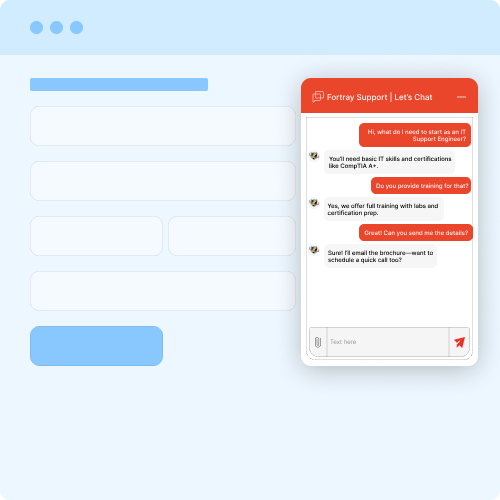 Illustration of a browser window with a chat widget on the right side